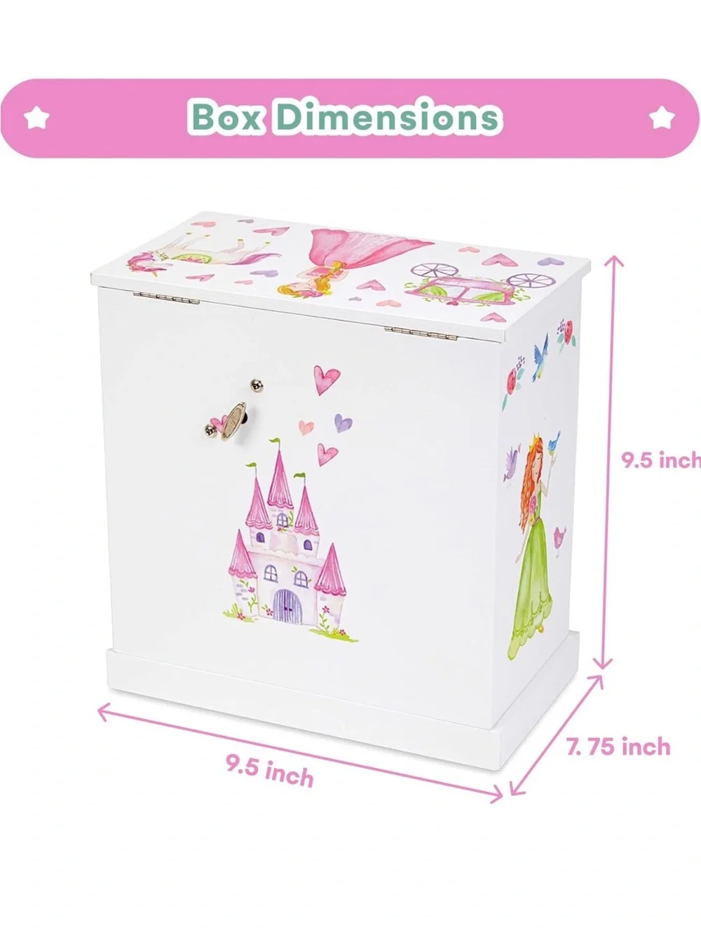 Princess-Themed White Jewelry Organizer Cabinet for Kids